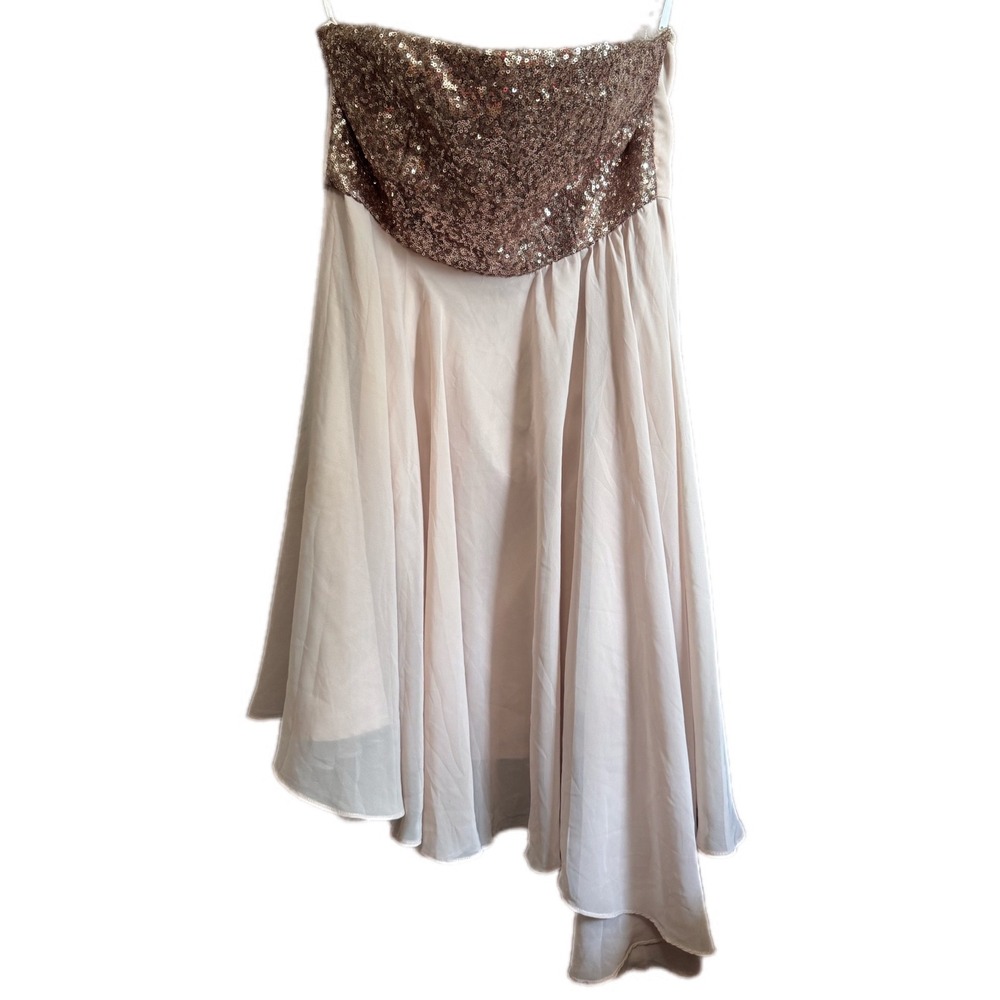 GB Sequin High Low Dress Women Medium Blush Pink Excellent Strapless MD-5704